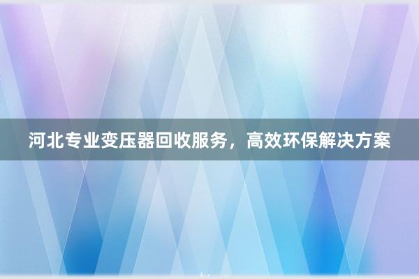 河北专业变压器回收服务，高效环保解决方案